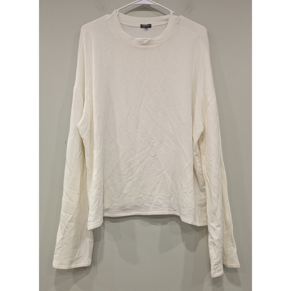 Bleusalt Malibu The Long Sleeve Crew Pullover Top In Unbleached Size Small